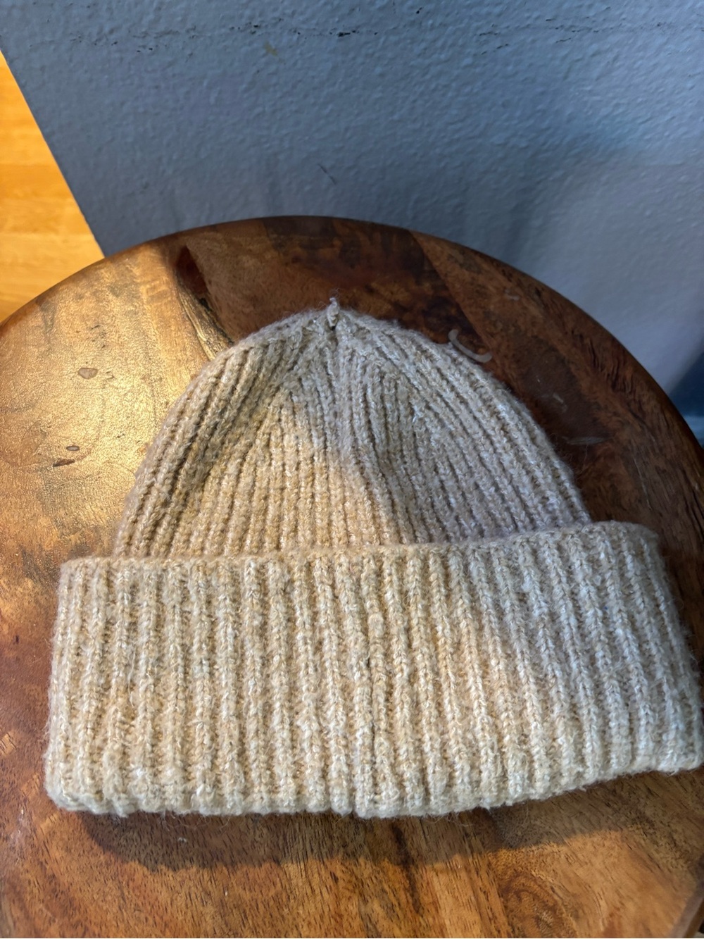 Free People Neutral Ribbed Knit Beanie Hat Fall Winter Accessory
